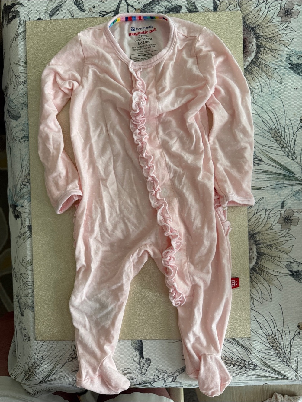 Magnetic Me Light Pink Ruffle Footed One-Piece